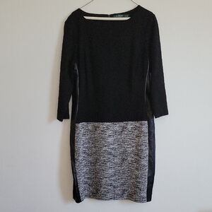 LAUREN Ralph Lauren Black and Gray Long Sleeve Dress